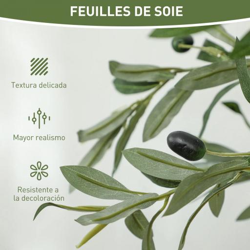 Planta Artificial Decorativa de 120 cm Árbol de Olivo con 450 Hojas y 20 Aceitunas en Maceta para Interior Verde [6]