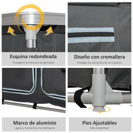 Armario de Camping Plegable con Estantes y Bolsa de Transporte para Exterior 96x49,5x104 cm Gris [4]