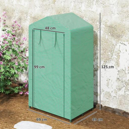Invernadero de Jardín de 3 Niveles Puerta Enrollable Marco de Metal Cubierta de PE Anti-UV 69x49x125 cm Verde [1]