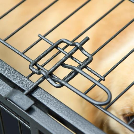 Jaula para Perros Plegable de Metal Jaula para Perros Grandes 109,5x71x78 cm con Ruedas y Frenos Bandeja Extraíble y Puerta con Pestillos para Golden Retriver Labrador Gris Oscuro [2]