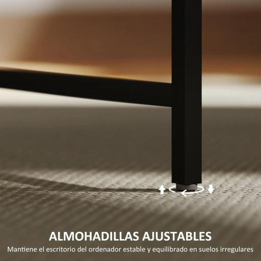 Mesa de Escritorio con Luces LED Tomas de Corriente Soporte para Monitor y Control Remoto 100x50x90,5 cm Marrón Rústico [6]