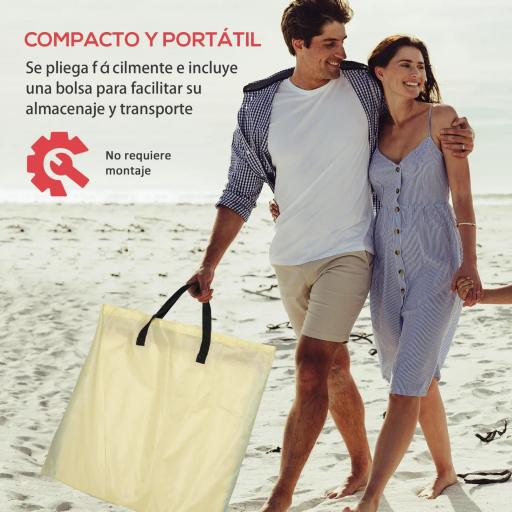 Set de 2 Esterillas de Playa Plegables 124x53x45 cm con Respaldo Ajustable y Reposacabezas Esteras de Playa Portátil de Tela Oxford Acero con Bolsa de Transporte para Balcón Jardín Beige [3]