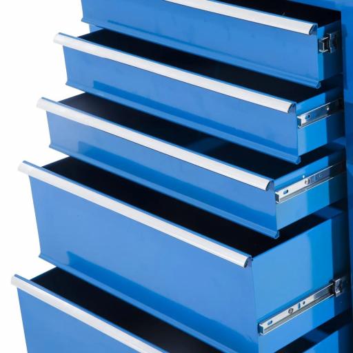 Carro de Herramientas para Taller con Ruedas 5 Cajones Armario con Cierre y Asa Lateral 61,5x33x82,5 cm Azul [7]