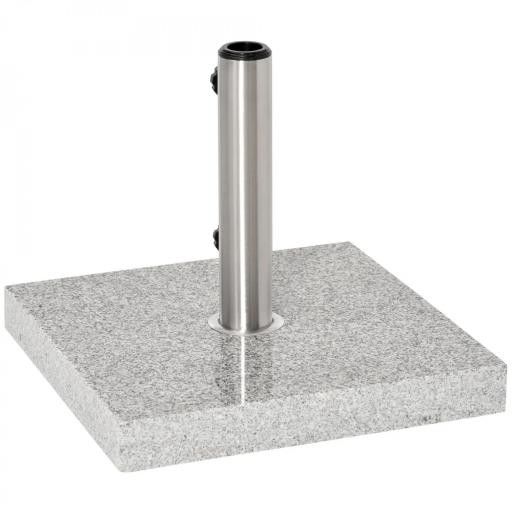 Base de Sombrilla Exterior Universal 25 kg de Mármol con 2 Ruedas y Asa de Transporte Tubo de Ø35/38/48 mm Soporte de Parasol para Jardín Balcón Patio 40x40x36 cm Gris [8]