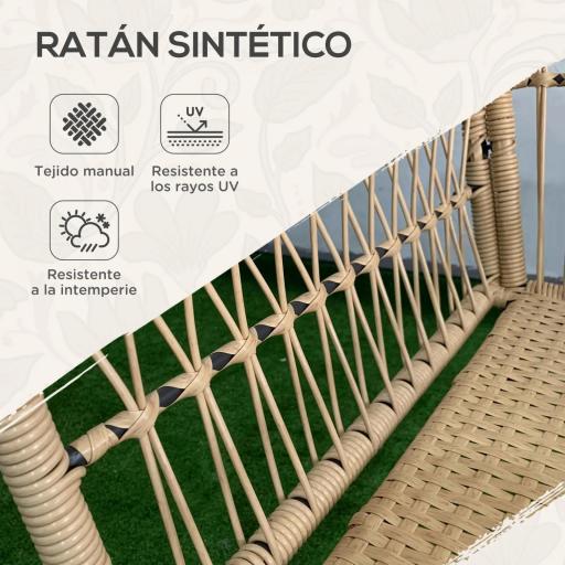 Juego de 3 Piezas Sillas y Mesa de Ratán PE con 2 Sillas 1 Mesa de Centro Redonda y Cojines para Terraza Balcón Natural [3]