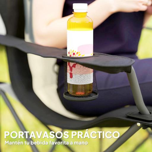 Conjunto de 2 Sillas Plegables Camping Acolchado con Respaldo Alto Portavasos y Bolsas de Transporte Crema y Negro [4]