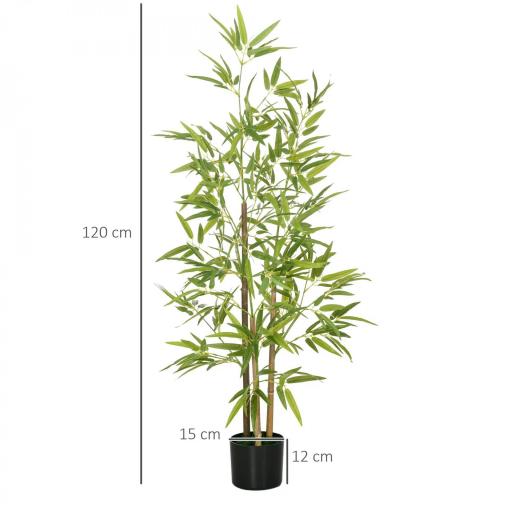 2 Plantas Artificiales Plantas Sintéticas de Bambú con 498 Hojas para Decoración en Salón Oficina Ø15x120 cm Verde [4]