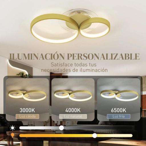 Lámpara de Techo LED 40W 3000 K/4000 K/6500 K para Dormitorio Salón Cocina Comedor Dorado [2]