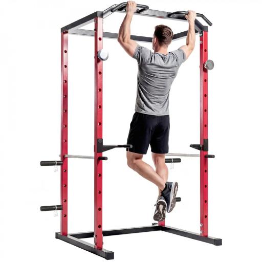 Jaula de Potencia Rack de Sentadillas con Barra Dominadas Estación de Fondos Ajustable para Casa Gimnasio Carga 460 kg [9]