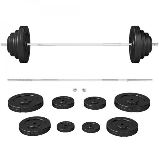 Barra de Pesas Ajustables 70 kg con 8 Discos 1,5kg 5kg 10kg 15kg y 1 Barra en Hogar Gimnasio 170x40,5x40,5 cm Negro [9]