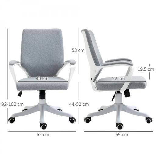 Silla de Oficina Giratoria Silla de Escritorio Basculante con Reposabrazos y Altura Ajustable para Dormitorio Salón Carga 120 kg 62x69x92-100 cm Verde Gris [1]