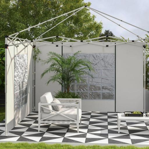  2 Paredes Laterales para Carpa 295x195 cm con Ventana Enrollable y Puerta con Cremallera para Carpa 3x3 m o 3x6 m Blanco [6]