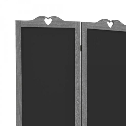 Biombo Separador de Ambientes Plegable de 4 Paneles de Madera con Pizarras para Dormitorio 162x172 cm Gris [2]