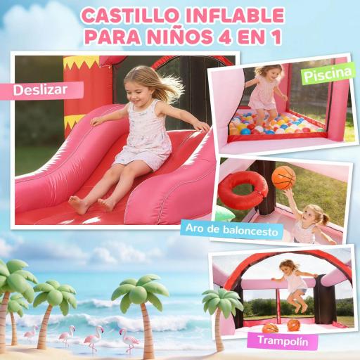 Castillo Hinchable para Niños con Soplador Tobogán Cama Elástica Piscina de Pelotas Canasta de Baloncesto 255x230x196cm [5]