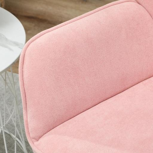 Butaca de Salón con Asiento Ancho y Acolchado Tapizado en Terciopelo Patas de Metal Sillón para Salón Rosa [7]