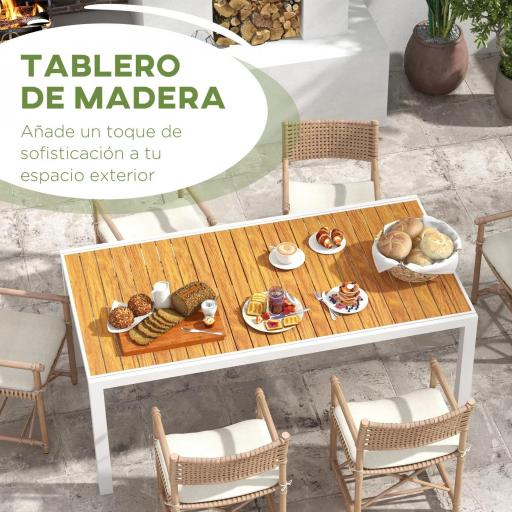 Mesa de Comedor Exterior Rectangular con Marco de Aluminio Carga 50 kg para Terraza Jardín 180/240x94x73 cm Marrón [3]