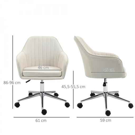 Silla de Oficina Silla de Escritorio Giratoria con Altura Ajustable y Reposabrazos para Estudio Tocador 61x59x96cm Beige [1]