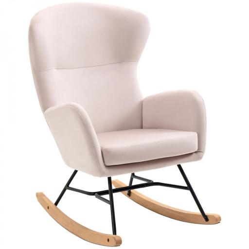 Silla Mecedora Tapizada en Terciopelo Sillón Balancín Relax con Asiento Acolchado y Reposabrazos 65x87x102cm Rosa [9]
