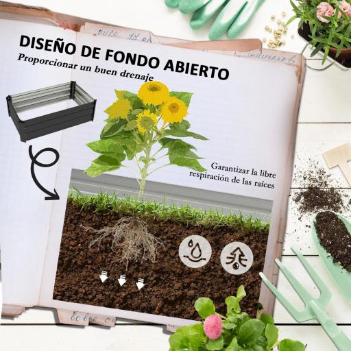 Set de 2 Jardineras de Exterior de Acero Rectangulares para Cultivos Plantas Flores para Patio 100x60x30 cm Gris Oscuro [3]