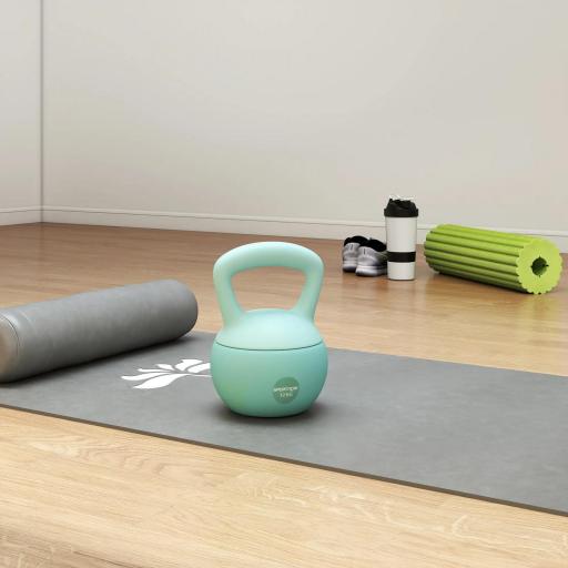 Pesa Rusa 12 kg Kettlebell Relleno de Arena Metálica Mango Antideslizante para Entreno en Casa 21x21x30 cm Verde [6]