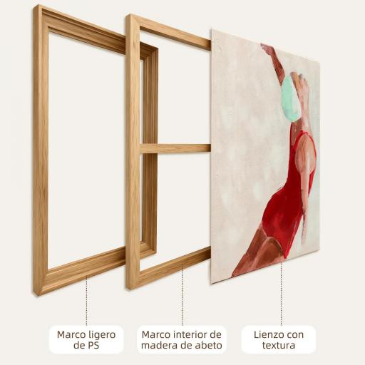 Cuadros en Lienzo Figuras Dinámicas a Mano 40x40 cm 2 Piezas Cuadros de Arte de Pared Enmarcados Rojo [3]