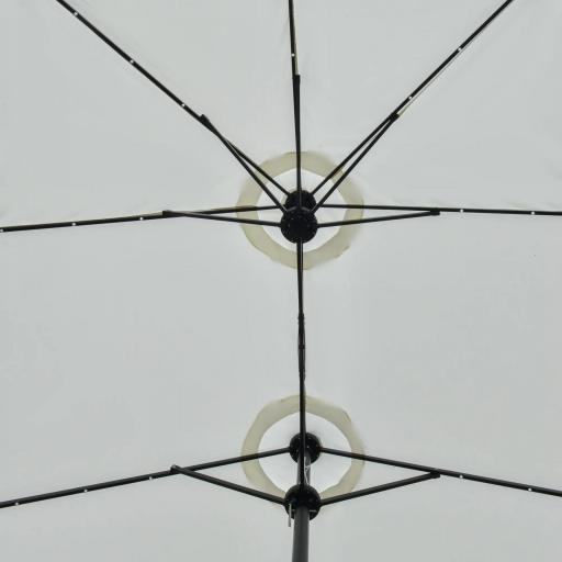 Sombrilla Doble con 48 Luces LED 4,5x2,65 m Manivela Protección Solar para Terraza Jardín Piscina Crema [2]