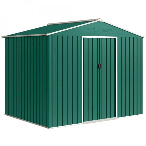 Cobertizo de Jardín Exterior 3,6 m² 236x171x191 cm con Puertas Correderas y Ranuras de Ventilación Verde [9]