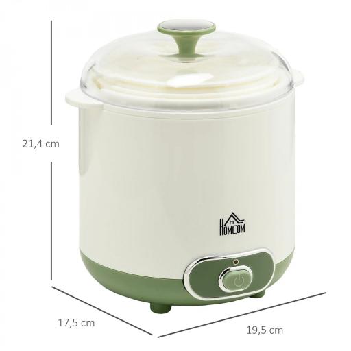 Yogurtera para Hacer Yogur Griego 20 W 1,5L con Filtro Indicador de Encendido y Tecnología PTC 19,5x17,5x21,4 cm Blanco [1]
