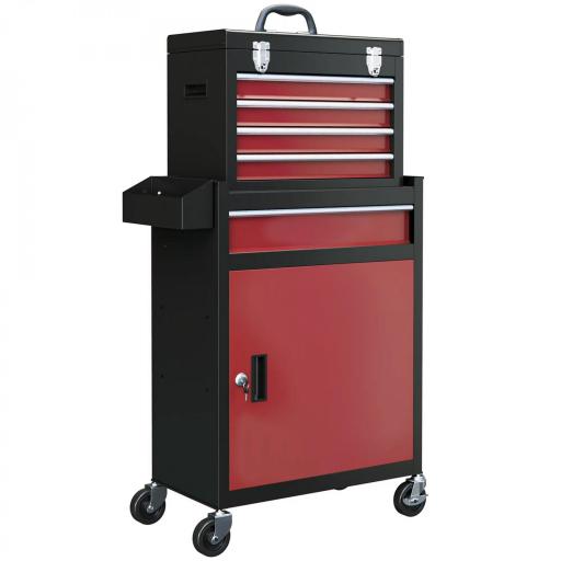 Carro de Herramientas Caja de Herramientas de Acero Carro de Taller con Ruedas Puerta y Cajones para Taller Garaje Rojo [10]