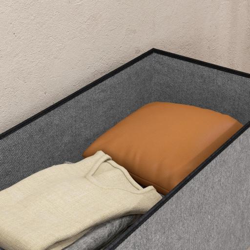 Baúl de Almacenaje para Dormitorio Plegable 84L Tapizado de Lino Sintético con Tapa para Salón 76x38x38 cm Gris Claro [6]
