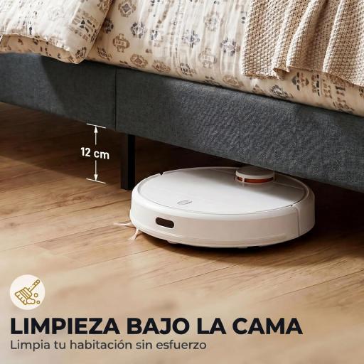 Cama 135x190 cm con Almacenaje Inferior Tapizada y Cabecero Acolchado con Orejas Gris [2]