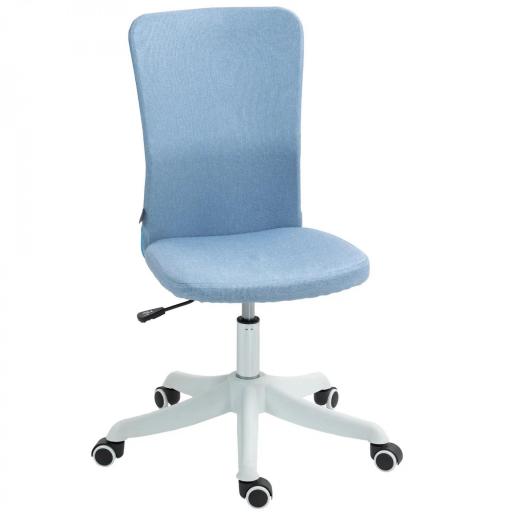 Silla de Oficina con Ruedas Altura Ajustable y Tapizado en Lino Sintético para Oficina o Estudio 53x43x85-93 cm Azul [8]