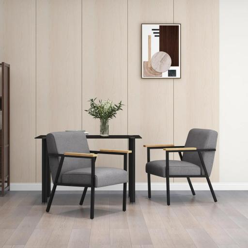 Butaca de Salón Moderna Tapizado en Poliéster con Reposabrazos de Madera para Dormitorio 64,5x70x83,5 cm Gris [7]