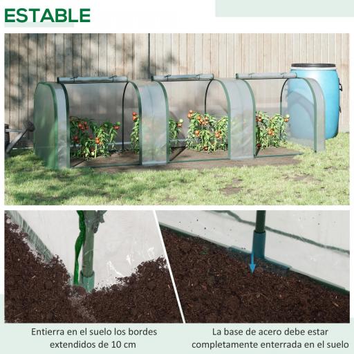 Invernadero de Jardín 295x100x80 cm para Cultivo de Plantas Tipo Túnel Marco Acero y Plástico Transparente [4]