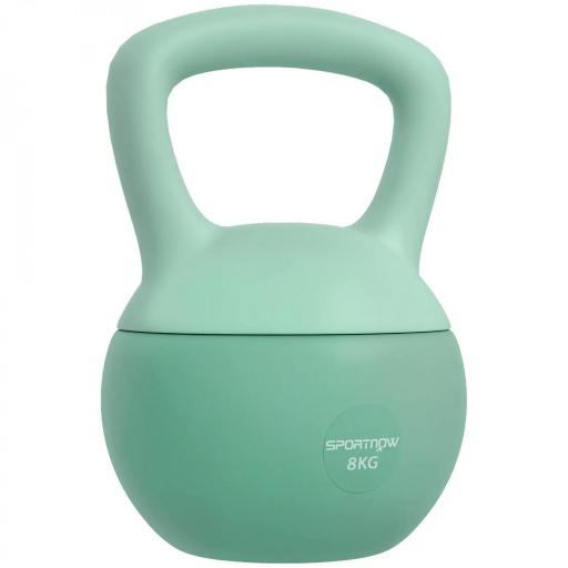 Pesa Rusa 8 kg Kettlebell Relleno de Arena Metálica y Mango Antideslizante para Entrenamiento en Casa 19x19x28 cm Verde [10]