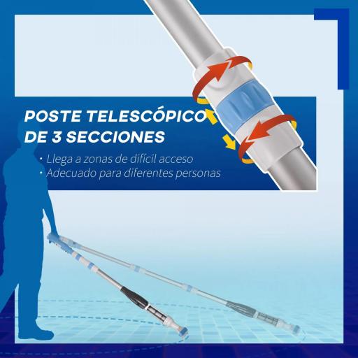 Limpiafondos Eléctrico para Piscinas Spas con Poste Telescópico de 3 Secciones Ø6x162 cm Multicolor [4]