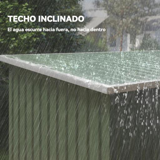 Caseta de Exterior 280x130x172 cm Cobertizo de Jardín con Puertas Correderas Base y Ventilaciones Verde Claro [4]