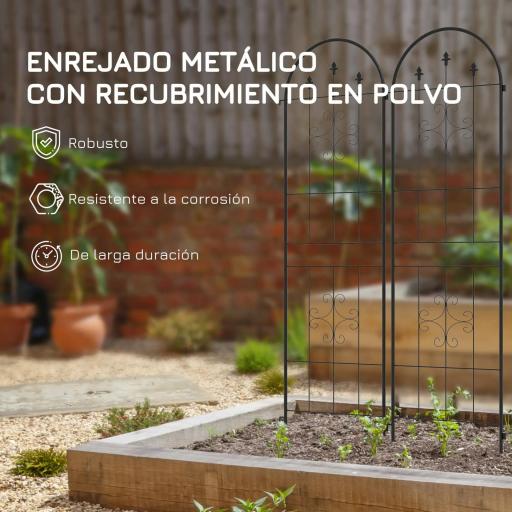 Juego de 2 Enrejados de Jardín Soportes para Enredaderas de Acero para Flores Plantas en Patio 50x180 cm Negro [2]