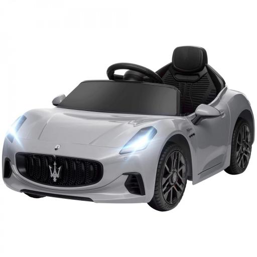 Coche Eléctrico Infantil Maserati Gran Turismo Folgore con Batería 12V Mando a Distancia Faros Bocina Música MP3 Gris [9]