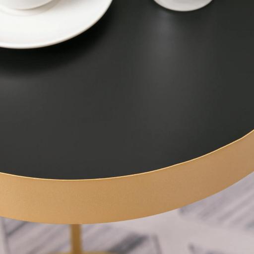 Juego de 2 Mesas de Café Moderno Set de 2 Mesas de Centro Apilables Estructura de Metal Dorado Sala de Estar Ø39x63 cm y Ø30,8x56 cm Encimera Negro y Blanco [6]