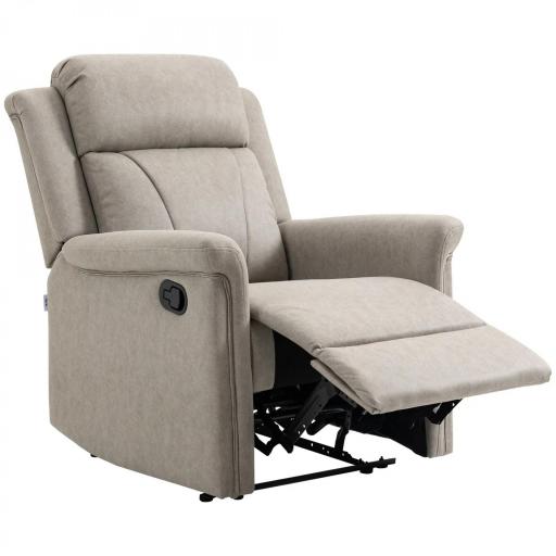 Sillón Relax Reclinable Manual Sillón Relax de Tela con Reposabrazos Reposapiés Acolchado Grueso Gris [8]