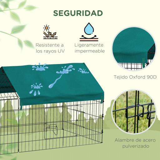 Jaula para Animales Pequeños de Acero con Puertas y Tela Superior para Conejos Chinchillas Gallinas 185x75x75 cm Verde [2]
