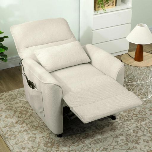 Sillón Relax Reclinable Eléctrico con Calor Lumbar Masaje Vibración Motor Silencioso Función de Memoria Crema [6]