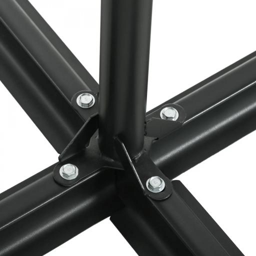 Parasol de Terraza Manual Ø256x248 cm con Luces LED Solares Poste Giratorio 360° y Ventilación Superior Beige [6]