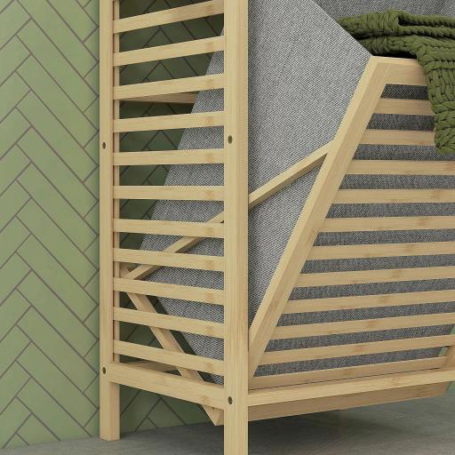 Estantería de Almacenaje Mueble de Baño con 3 Estantes y 1 Cesto para Ropa Sucia Desmontable 44x33x160 cm Natural [5]
