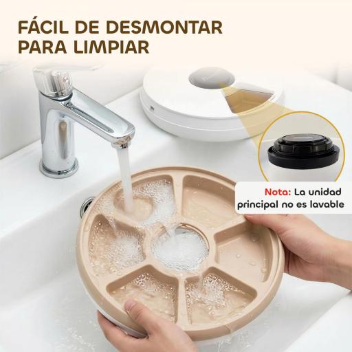 Comedero Automático para Gatos y Perros con Paquete de Hielo Temporizador Programable 6 Cuencos Pantalla LED [2]