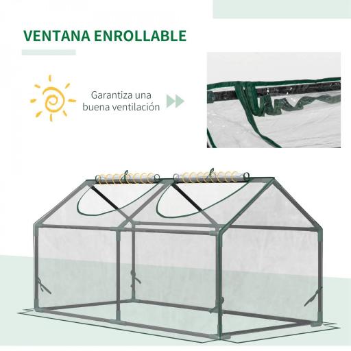 Invernadero de Exterior 120x60x60 cm Invernadero de Jardín con 2 Ventanas Enrollables y Marco de Acero para Cultivo de Plantas Verduras Flores Tomates Transparente [5]