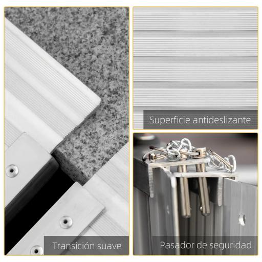 Rampa para Sillas de Ruedas Plegable 91 cm Carga 270 kg Rampa Portátil de Aluminio con Bordes de Seguridad Plata [7]