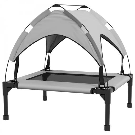 Cama para Perros Elevada con Toldo Marco de Acero y Bolsa de Transporte para Interior y Exterior 76x61x69,5 cm Gris [9]