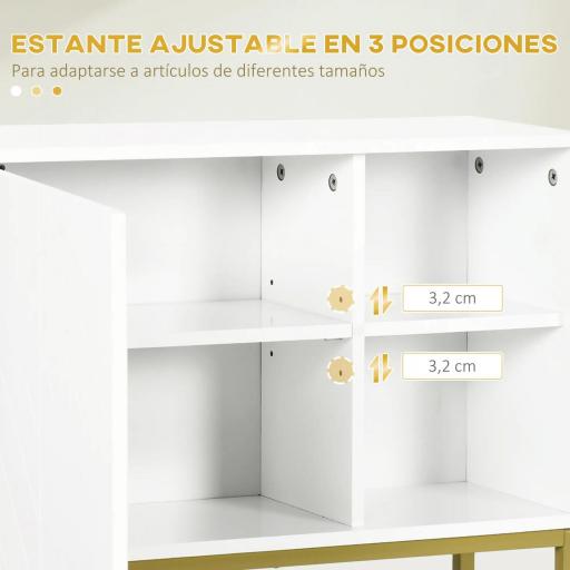 Armario de Pared para Baño con Puerta Estante Ajustable y Almacenamiento Inferior 60x20x51 cm Blanco [7]